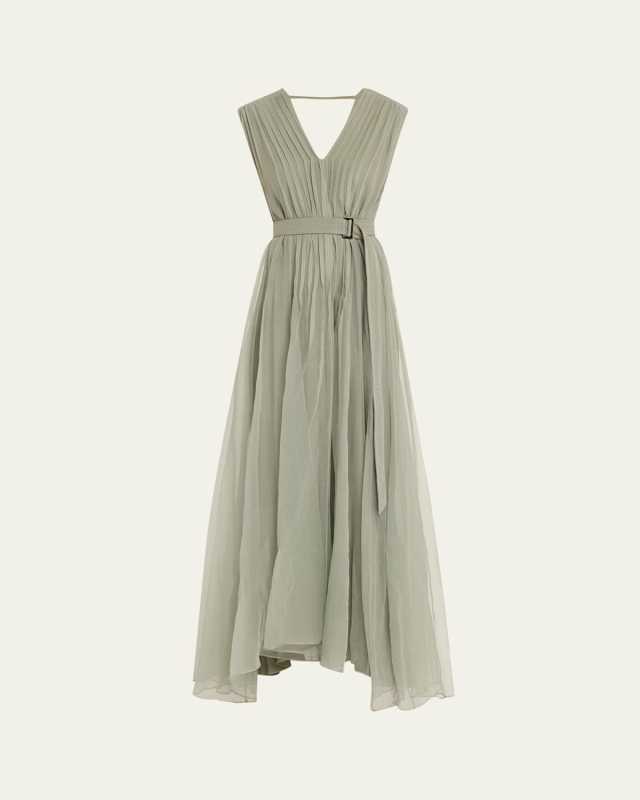 Crispy Silk Organza Belted Volume Dress